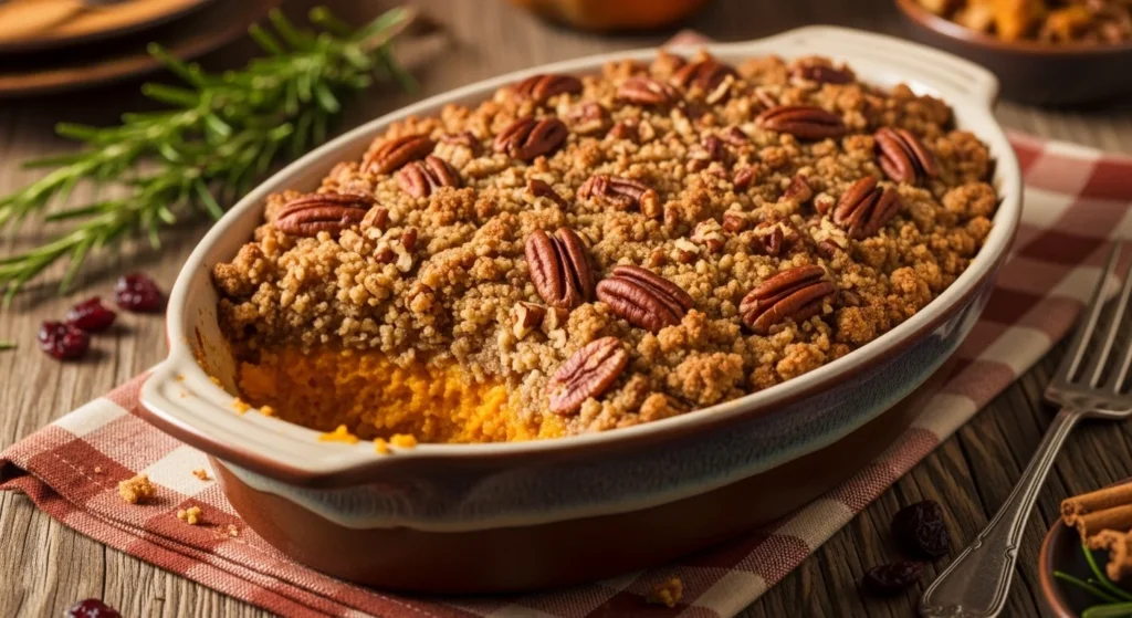 Classic Sweet Potato Casserole with Pecan Streusel