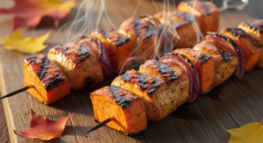 Maple Balsamic Chicken & Sweet Potato Kabobs