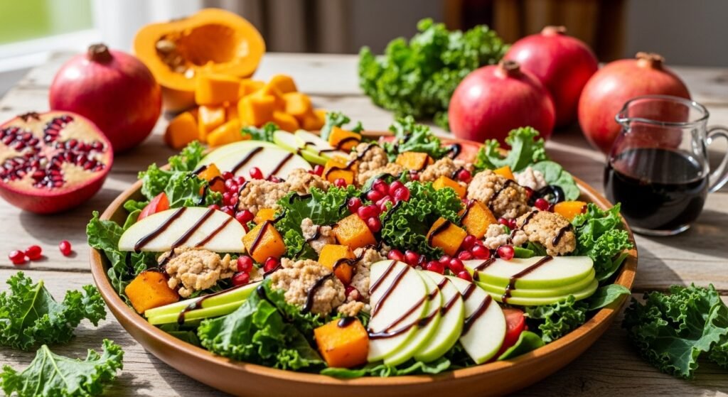 Roasted Butternut Squash & Kale Salad with Turkey