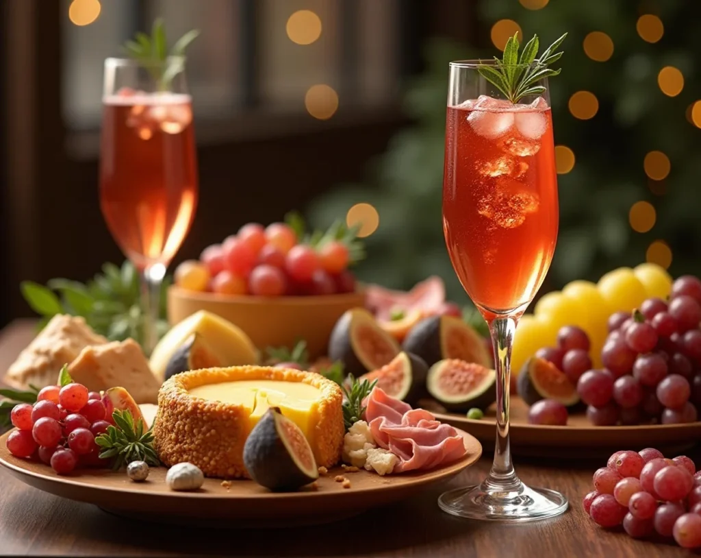 Elegant Cheese & Charcuterie Wonderland + Poinsettia Cocktail