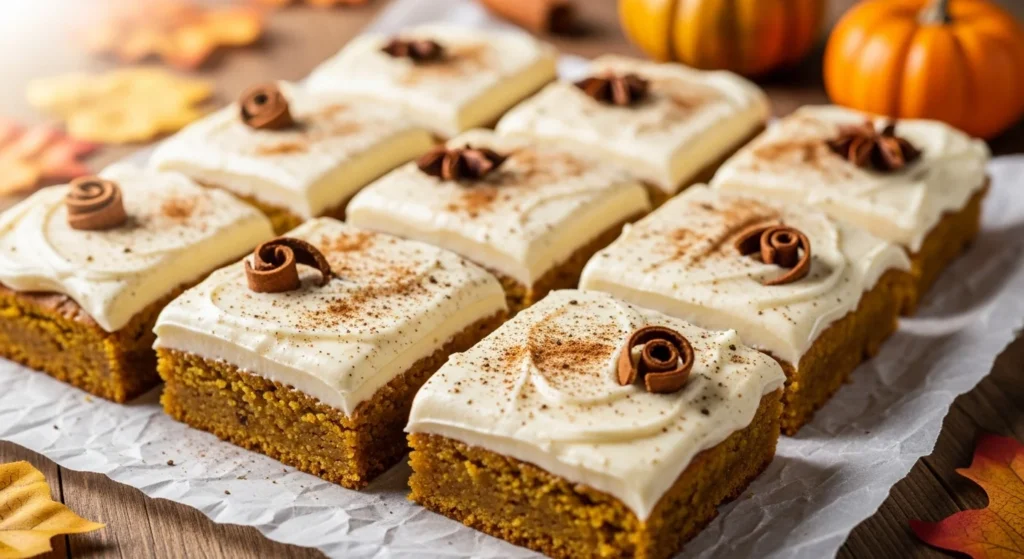 Spiced Cream Cheese Frosted Pumpkin Bars