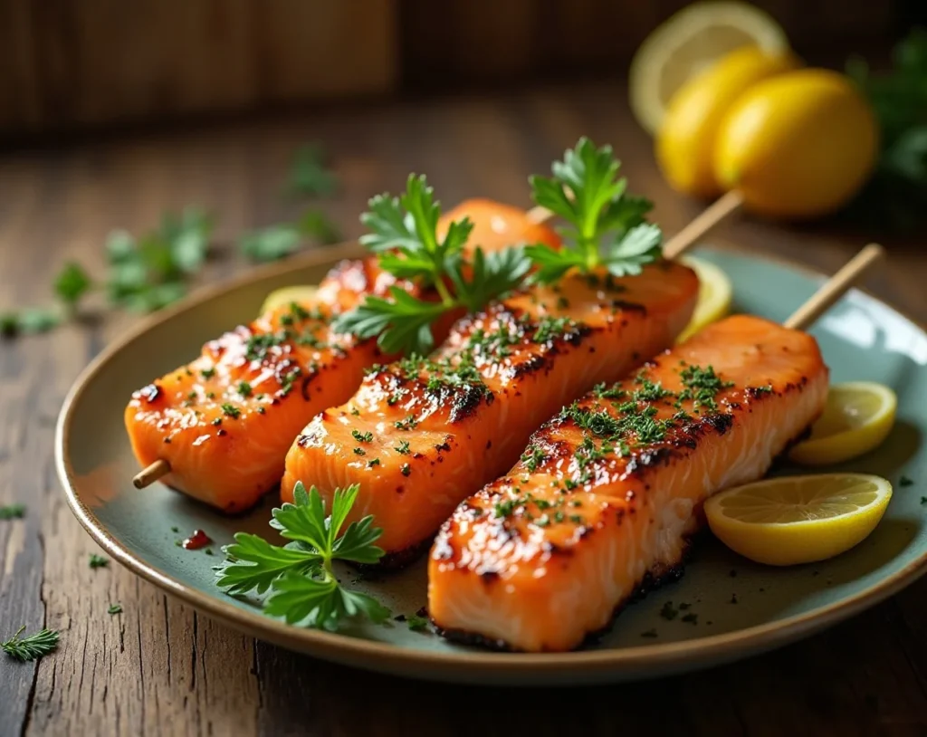 Zesty Herb-Crusted Salmon Skewers