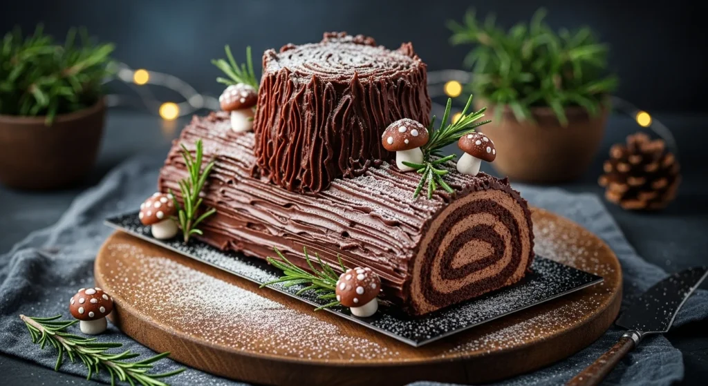 Festive Yule Log with Woodland Vibes