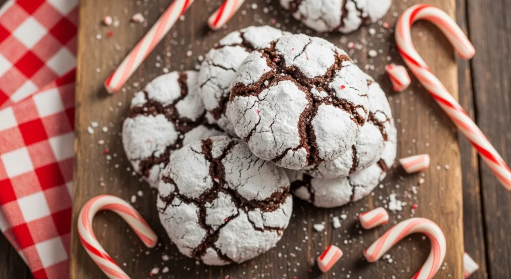 Peppermint Chocolate Crinkle Cookies
