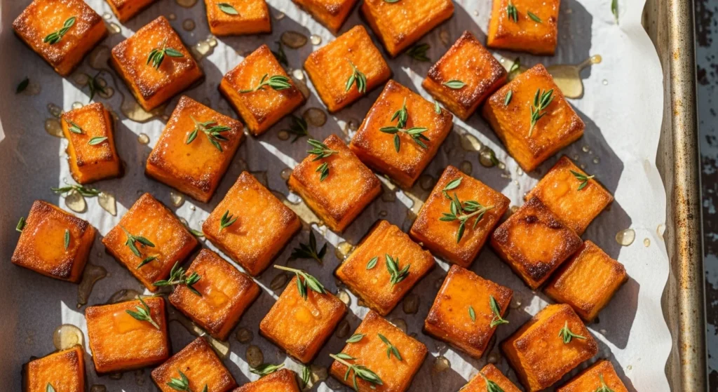 Roasted Sweet Potatoes with Honey and Thyme