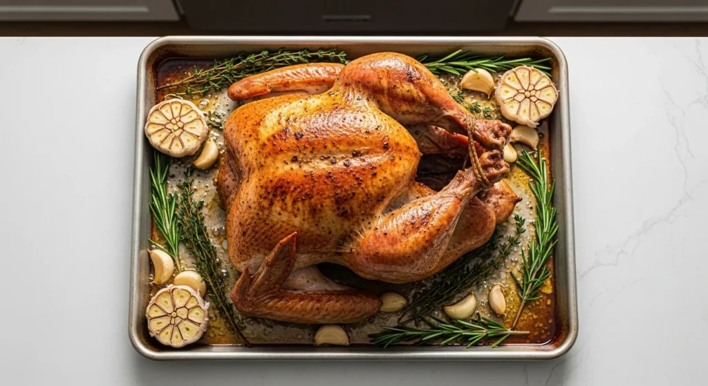 Spatchcock Roasted Turkey with Garlic & Herbs