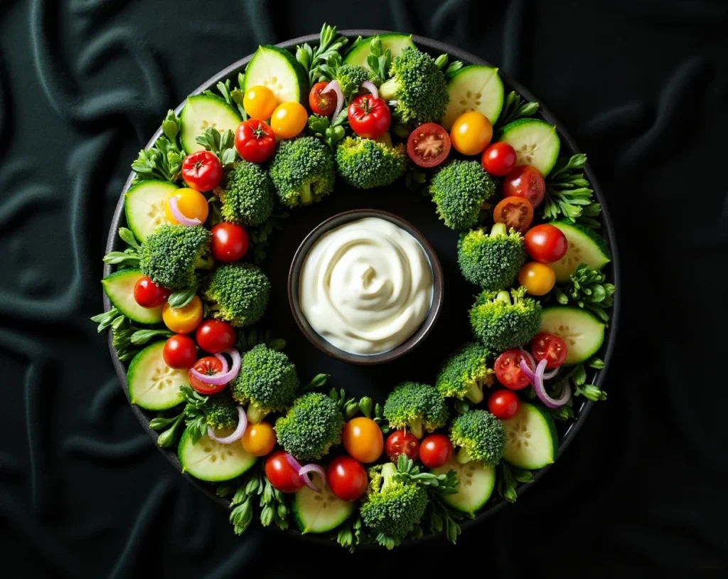 Evergreen Wreath Veggie Tray