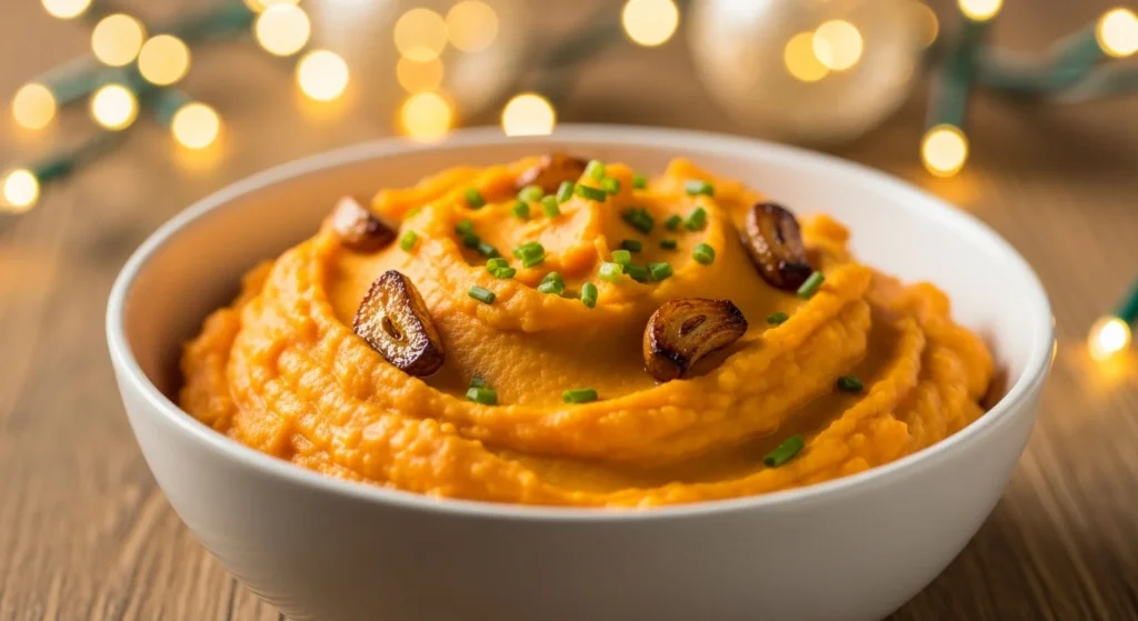 Creamy Mashed Sweet Potatoes with Garlic