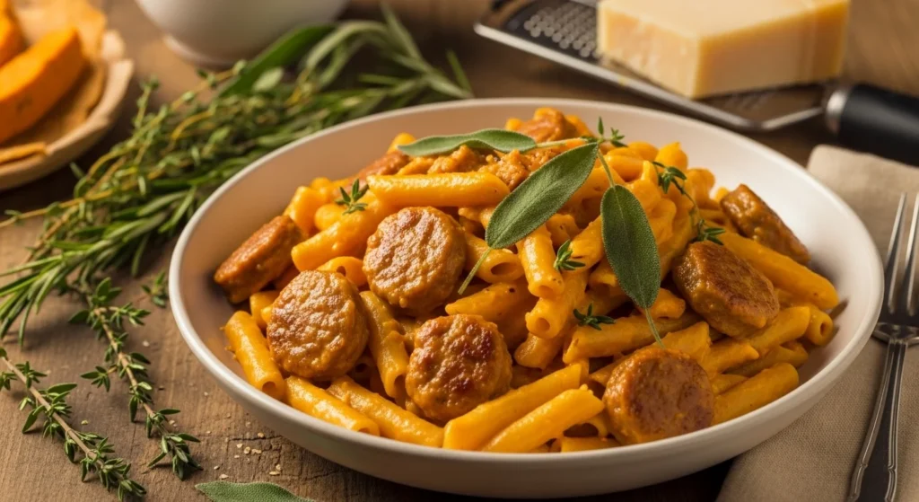 Creamy Pumpkin Pasta with Sausage and Sage