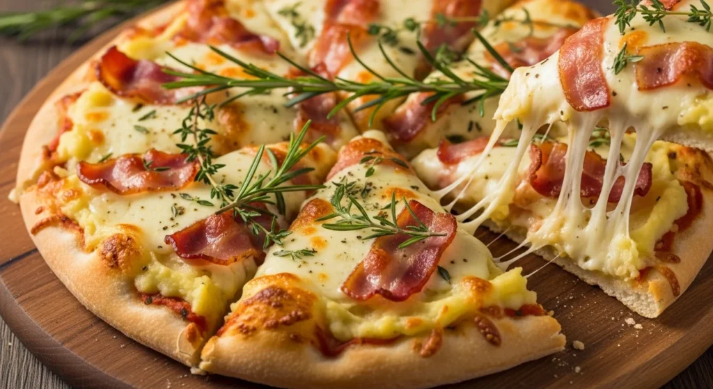 Mashed Potato Pizza with Bacon and Herbs