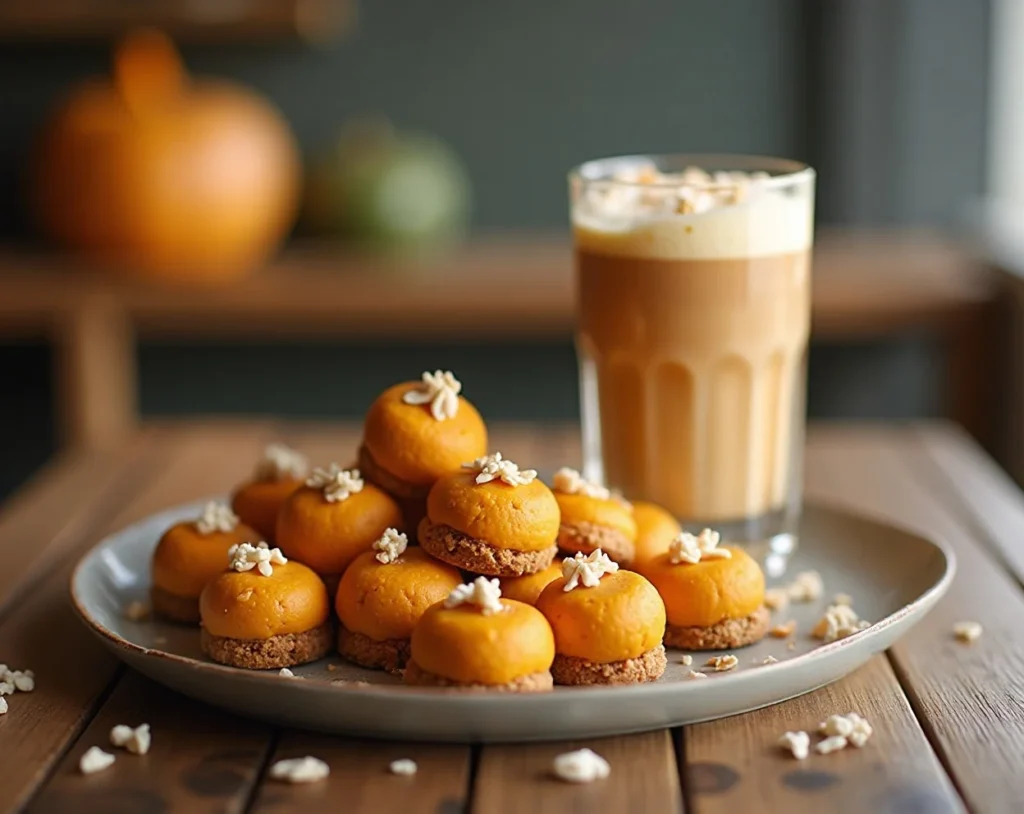 No-Bake Pumpkin Cheesecake Bites + Iced Pumpkin Spice Latte