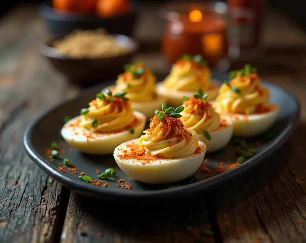 Fiery Sriracha Deviled Eggs