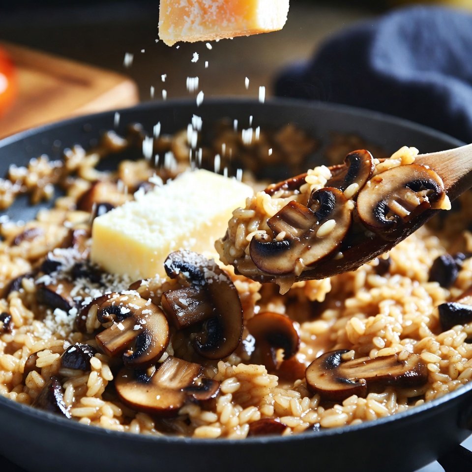 Creamy Mushroom Risotto cooking process