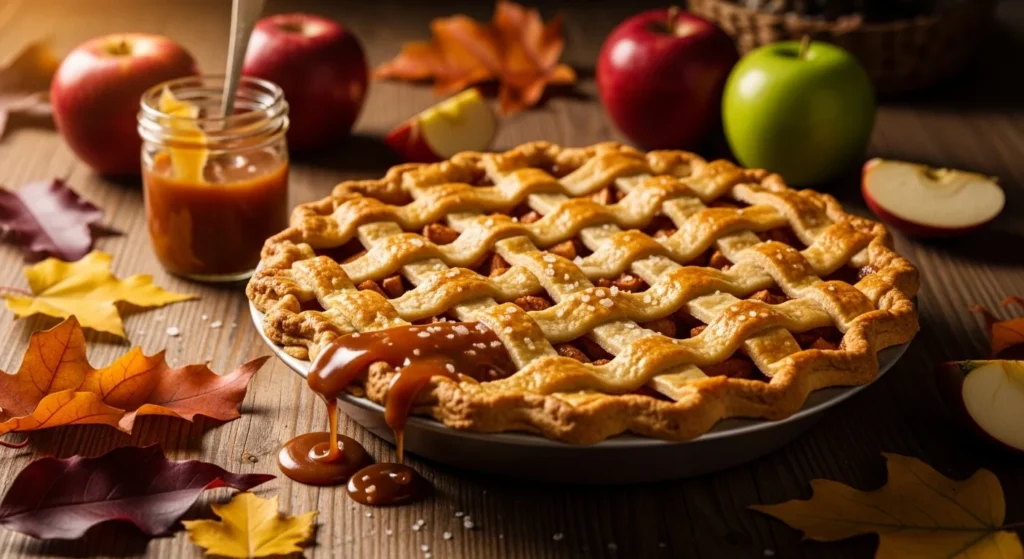 Salted Caramel Apple Pie with Lattice Crust