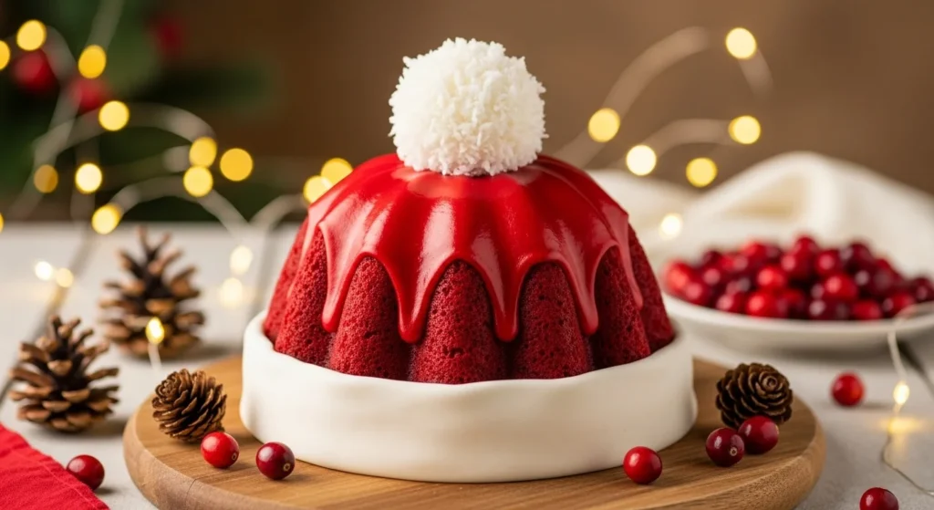 Whimsical Santa Hat Bundt Cake
