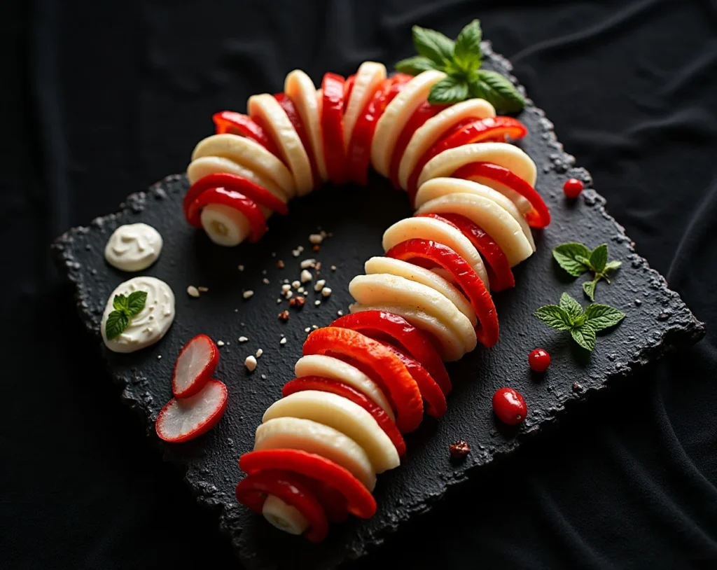 Striped Candy Cane Veggie Tray
