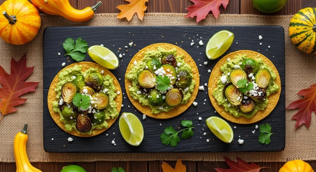 Brussels Sprouts Tostadas with Avocado Mash