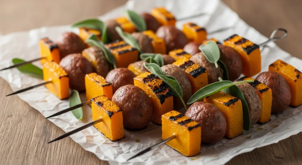 Butternut Squash & Sage Sausage Skewers