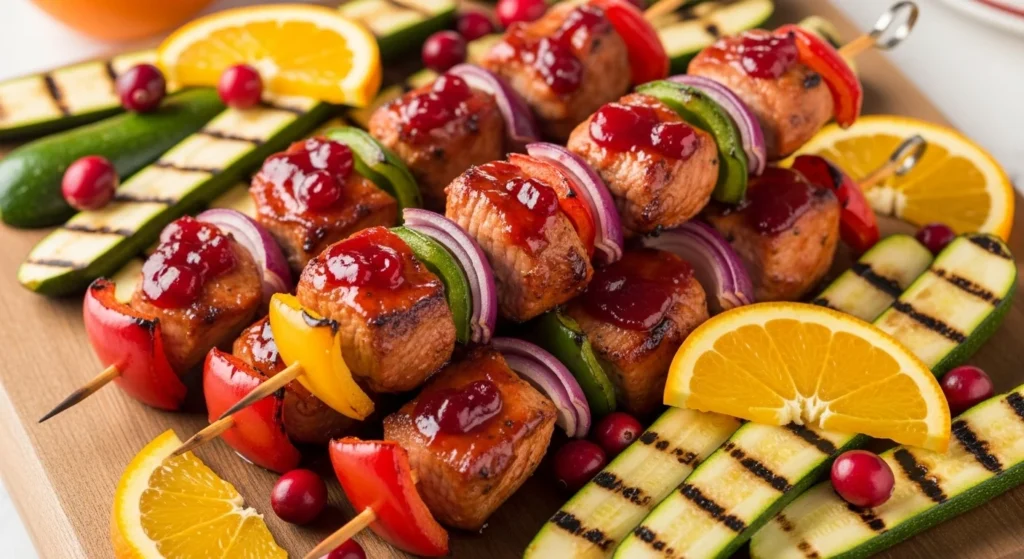 Cranberry-Glazed Turkey Kabobs