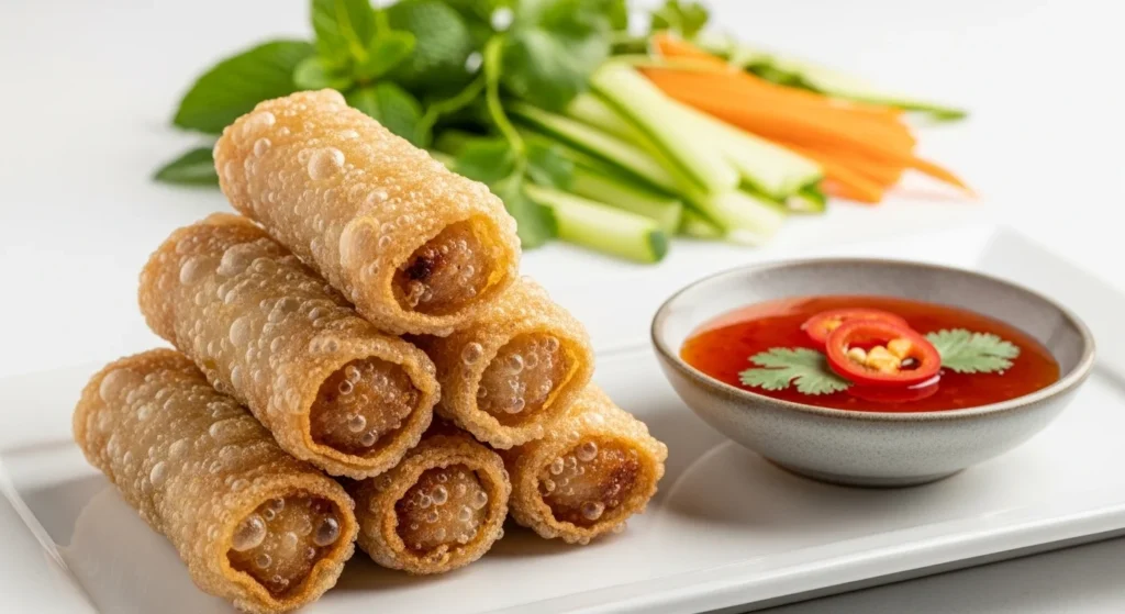 Crispy Veggie Spring Rolls with Dipping Sauce