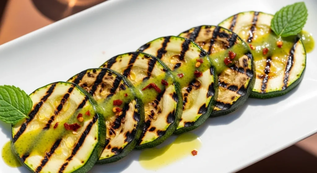 Grilled Zucchini with Chile Mint Vinaigrette