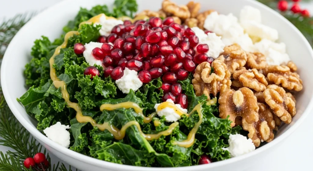 Kale Salad with Pomegranate & Honey Mustard