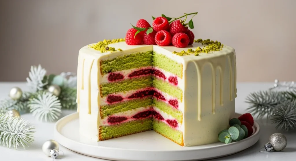 Pistachio Raspberry White Chocolate Cake