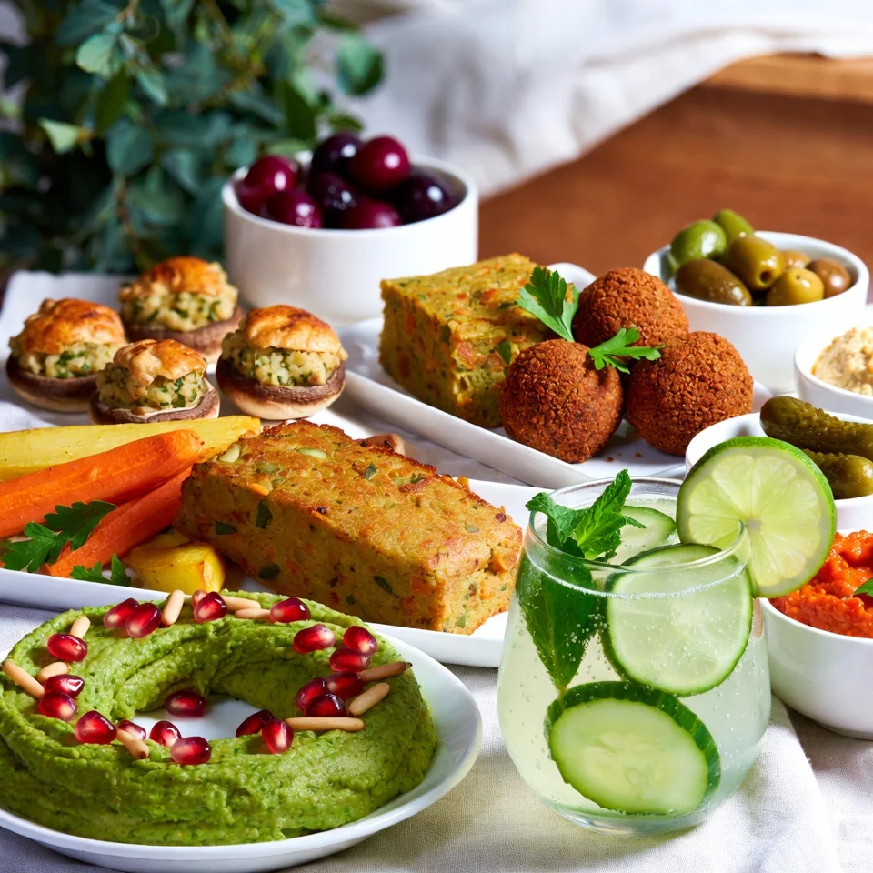 Vegetarian & Vegan Holiday Feast Buffet + Cucumber Mint Mocktail