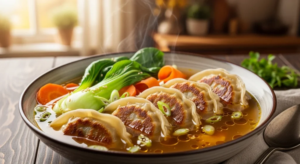 Potsticker and Vegetable Soup
