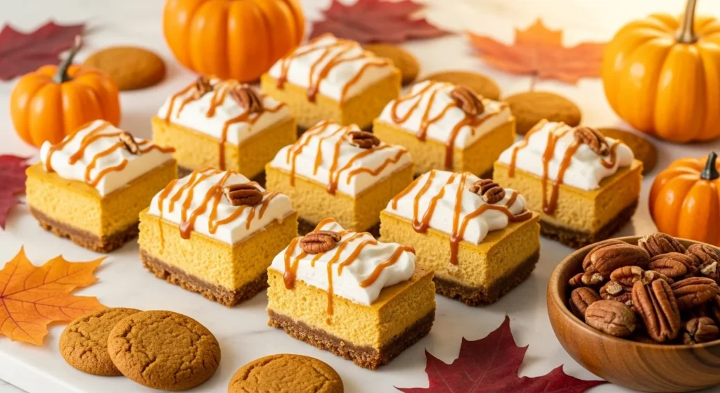Pumpkin Cheesecake Bars with Gingersnap Crust