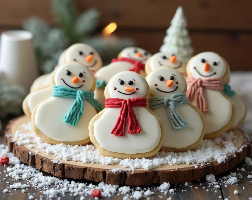 Snowman Cookies with Scarf Details