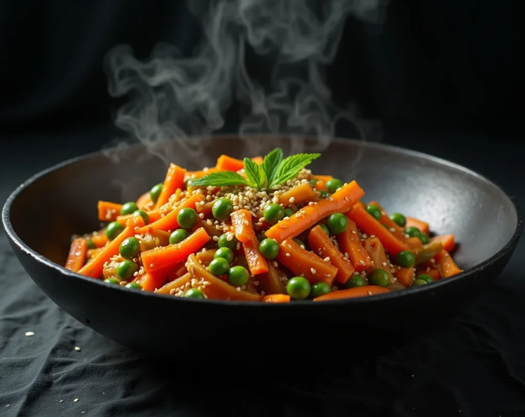 Carrot and Pea Stir-Fry with Sesame