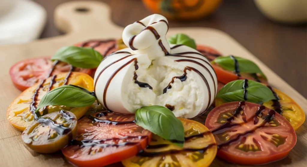 Burrata with Heirloom Tomatoes and Basil