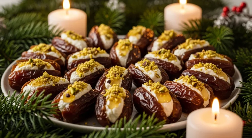 Goat Cheese Stuffed Dates with Pistachios