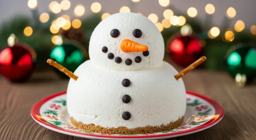 No-Bake White Chocolate Snowman Cheesecake