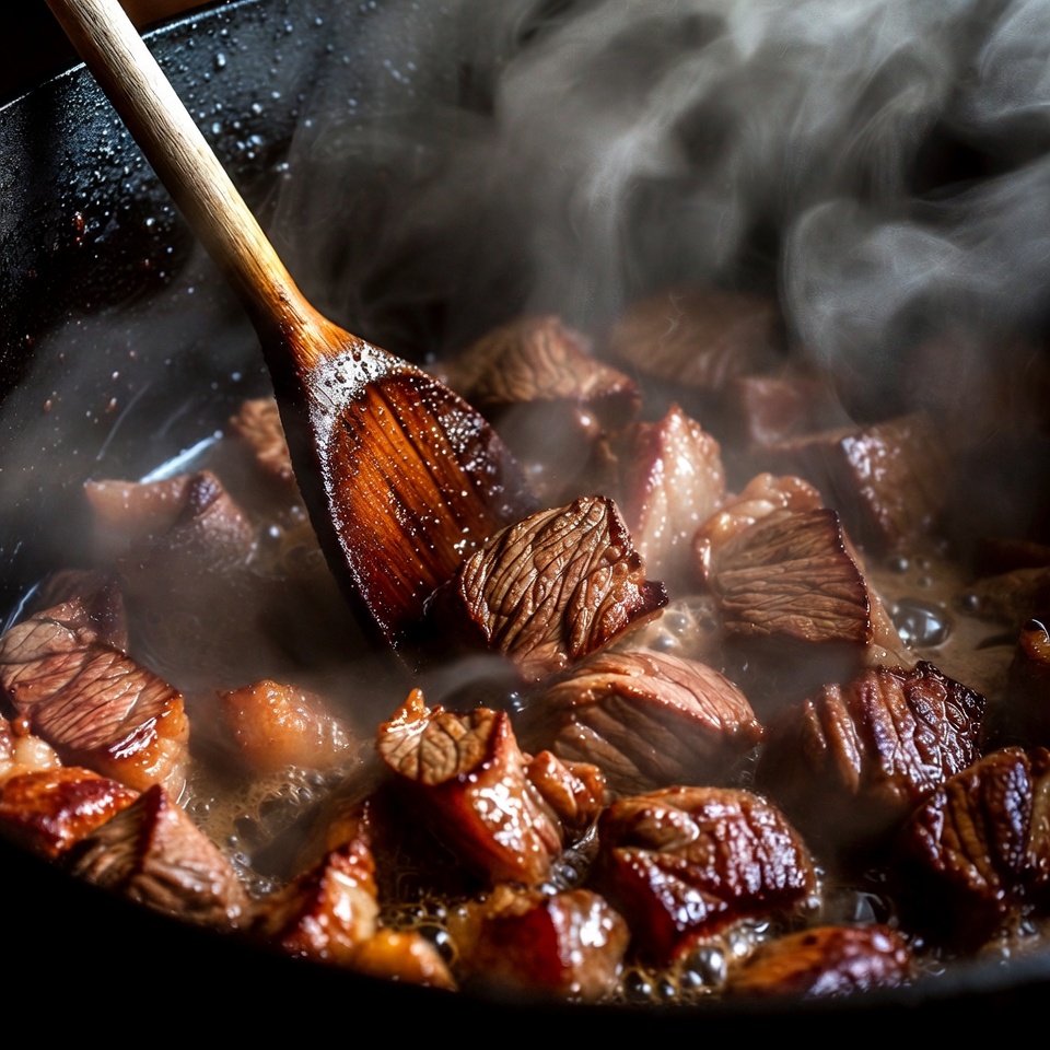 Decadent Beef Bourguignon making