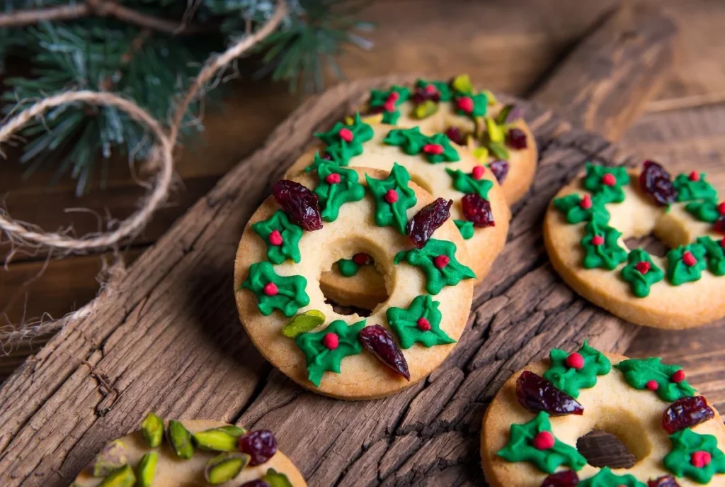 Wreath Cookies with Cranberries & Pistachios