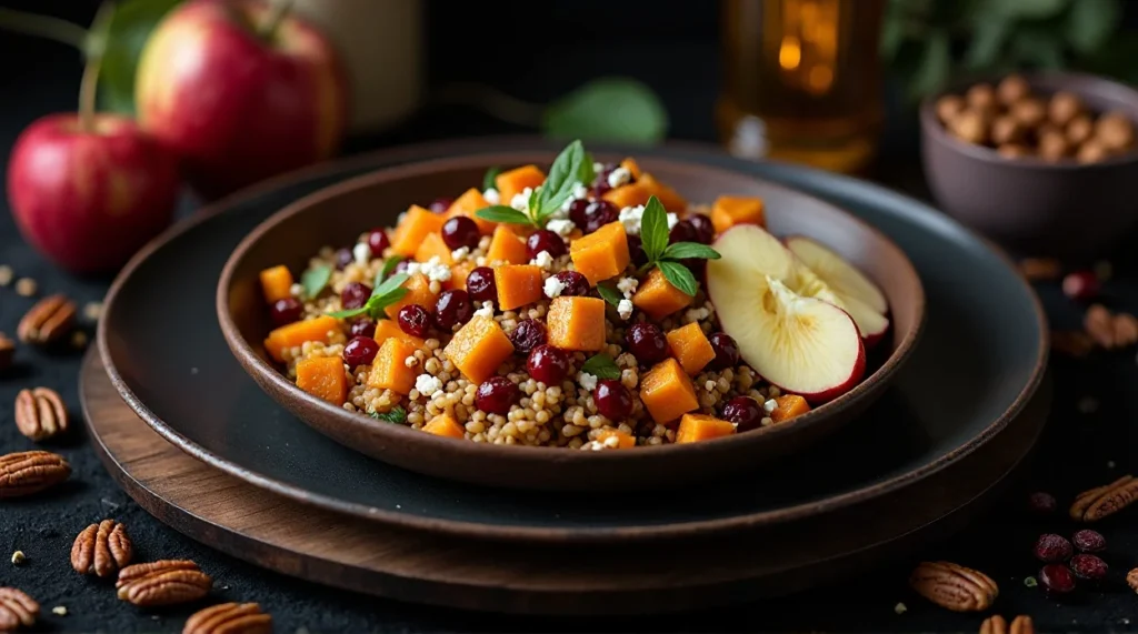 Apple Cider Farro Salad with Roasted Veggies