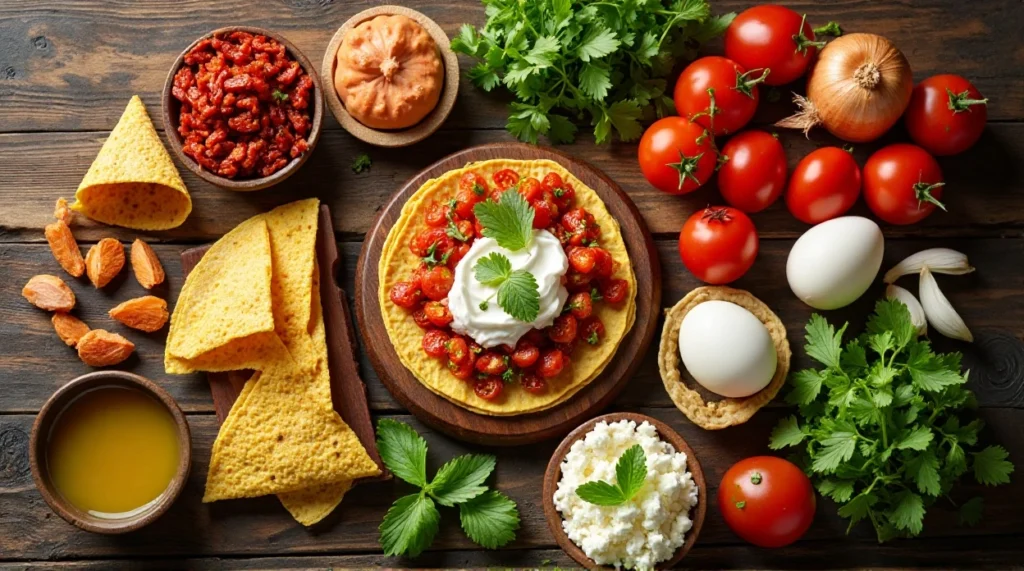 Authentic Chilaquiles Rojos ingredients