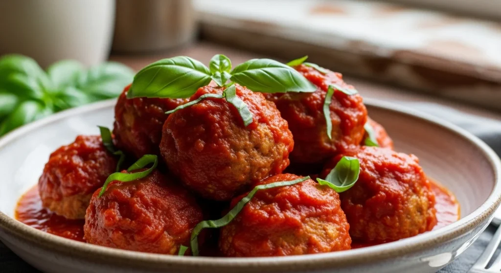 Baked Turkey Meatballs in Tomato Sauce