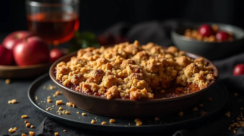 Boozy Sloe Gin Apple Crumble