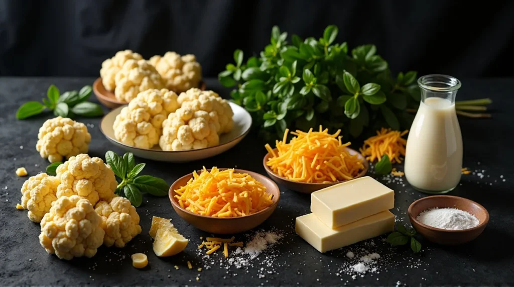 Cauliflower Mac and Cheese ingredients