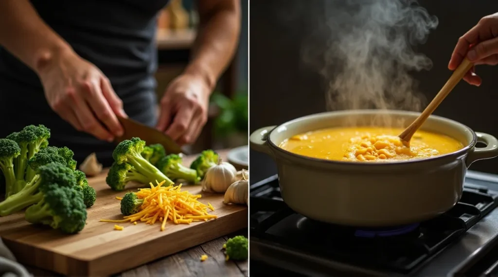 Cheddar Soup making process