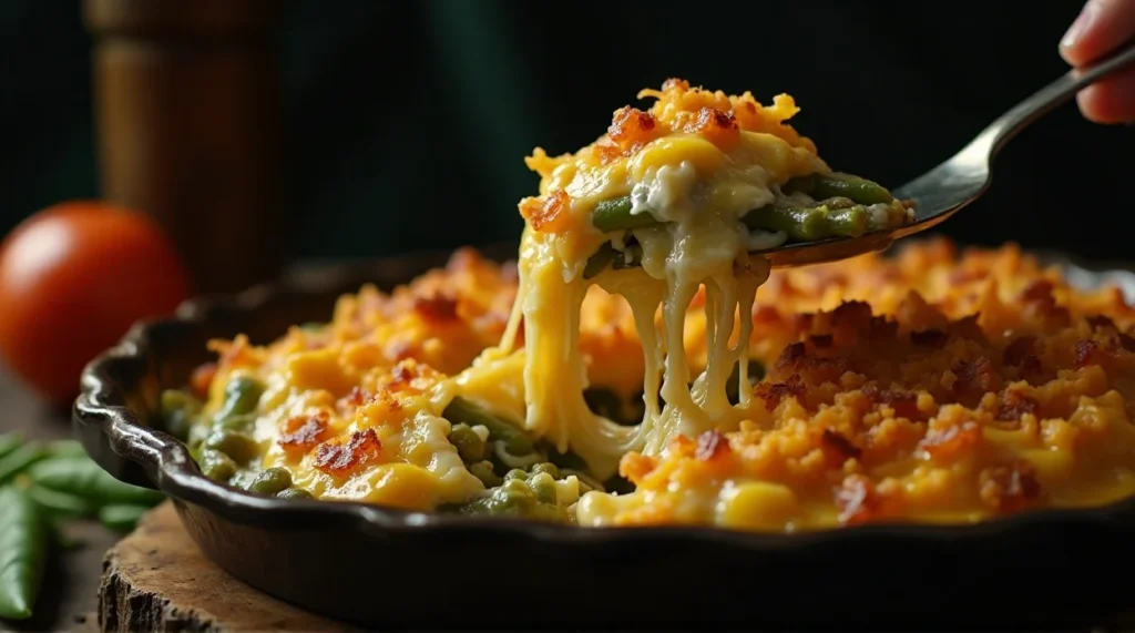 Cheesy Cheddar Green Bean Casserole