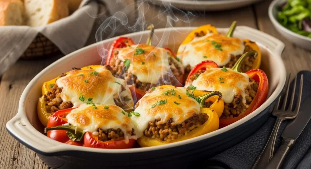 Cheesy Stuffed Peppers with Ground Turkey