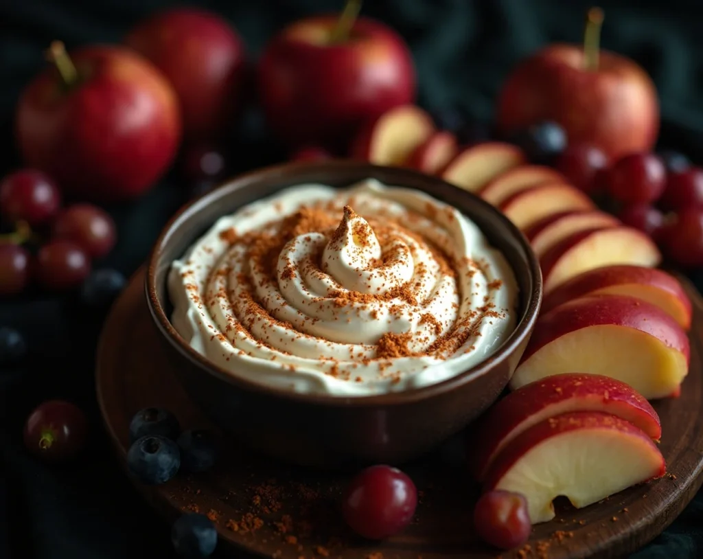Cinnamon Roll Yogurt Dip with Fruit