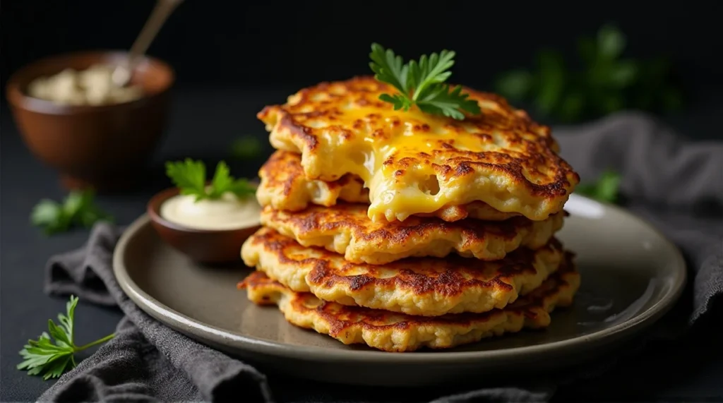 Golden Cheesy Potato Pancakes