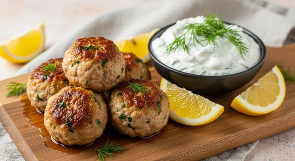 Greek Turkey Meatballs with Tzatziki