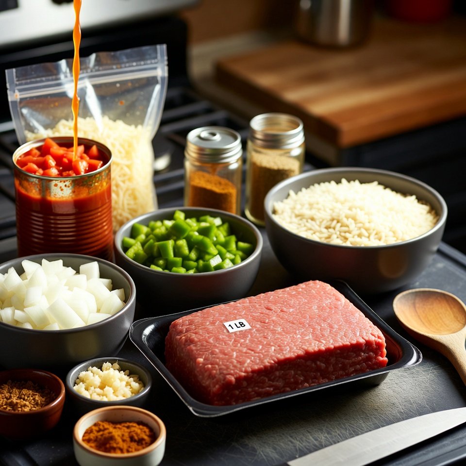 Ground Beef & Rice Skillet Magic ingredients