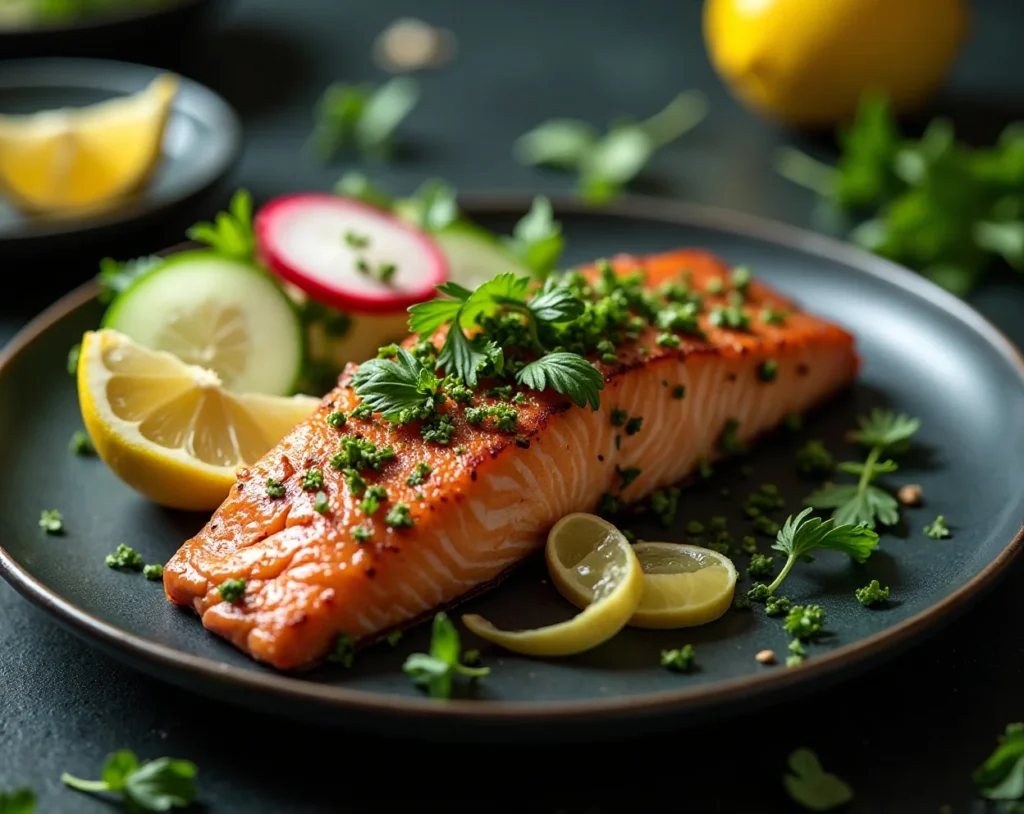 Herb-Crusted Salmon with Radish Slaw